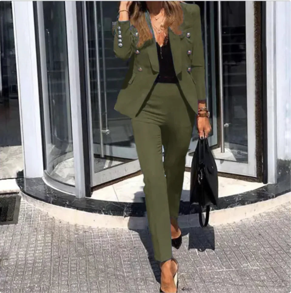 Polyester Two-Piece Casual Suit