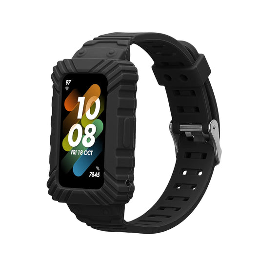 kwmobile Watch Band Compatible with Huawei Band 8 / Band 7 / Band 6 / Honor Band 6 - Strap Replacement Silicone Band - Black