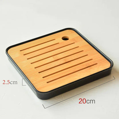 Bamboo Melamine Tea Tray for Japanese Kung Fu Tea Set