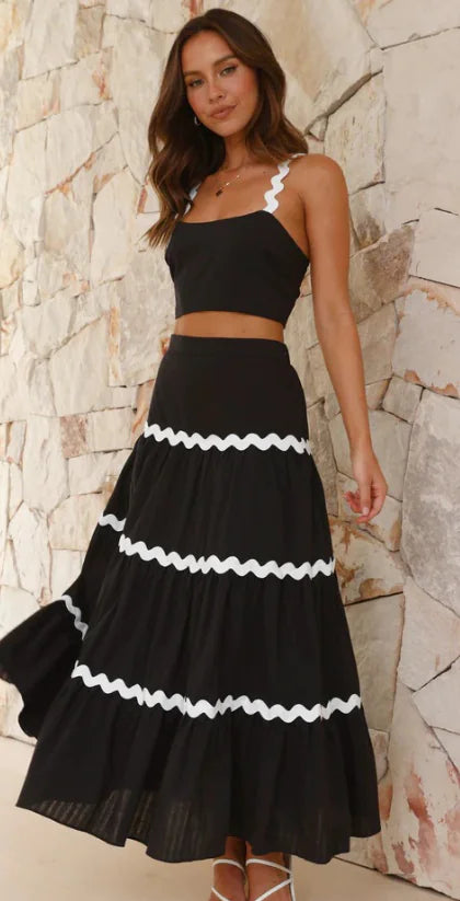 Women's Dual-Color Patchwork Suit