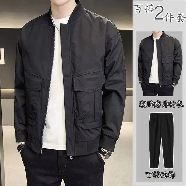 2023 Men's High-End Tracksuit Set with Jacket & Pants