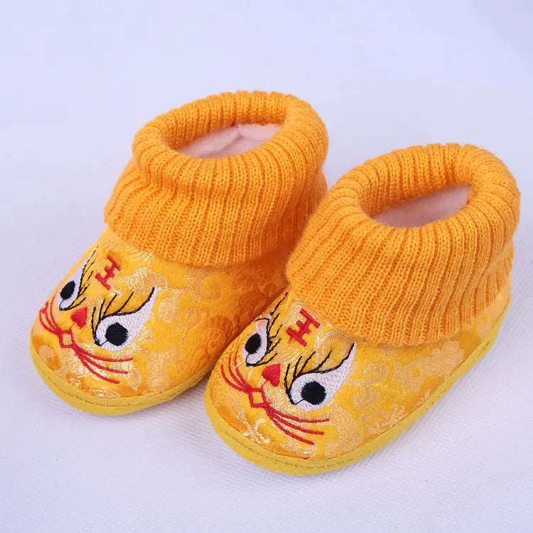 Winter Baby Tiger Shoes, Satin Dragon Baby Shoes