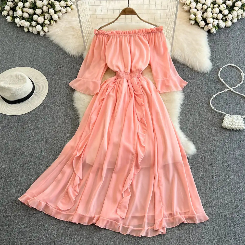 Ruffled Chiffon Dress for Women - Casual Elegance