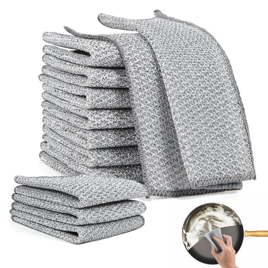 VTMCUI 10 pcs Multipurpose Wire Dishwashing Rag for Wet and Dry Dish Multifunctional Non-Scratch Scrubbing Pads Kitchen Cleaning Cloths