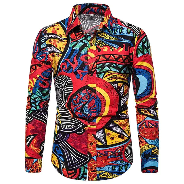 3D Printed Long Sleeve Hawaiian Shirt for Men