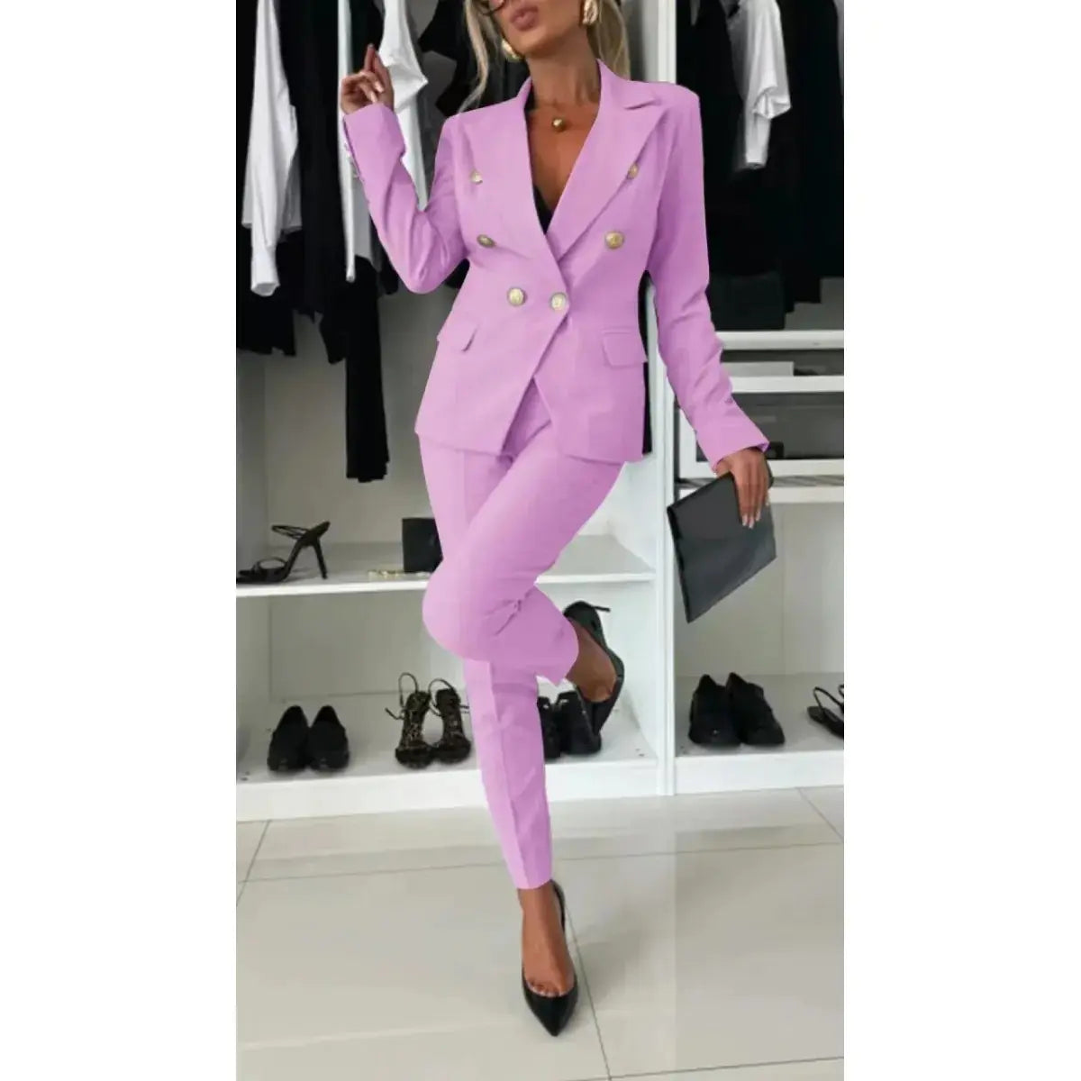 Women's Solid Color Casual Suit