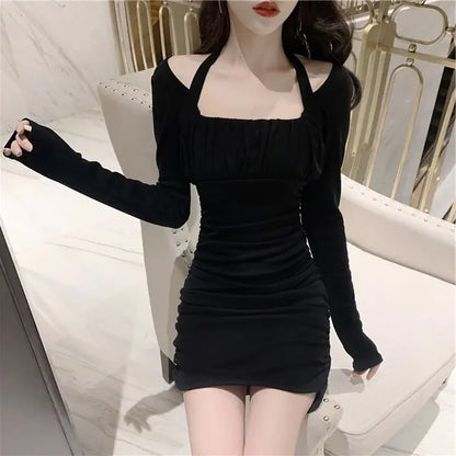 Long Sleeve Short Dress with Tie, Fairy Style Dress