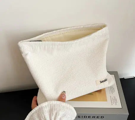 Corduroy Makeup Organizer Clutch