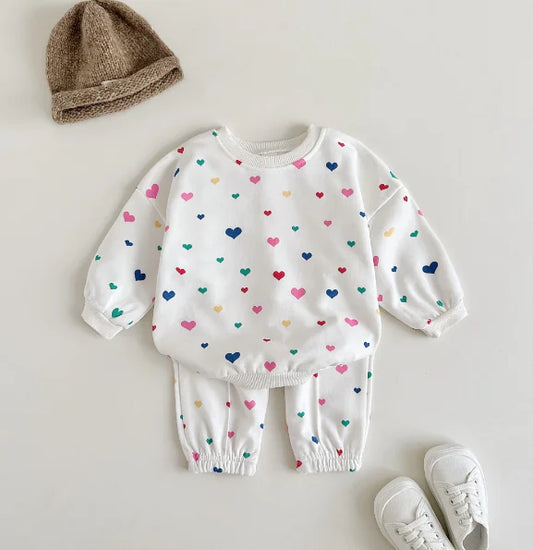 Hearts Tracksuit Set for Newborns (One Set)