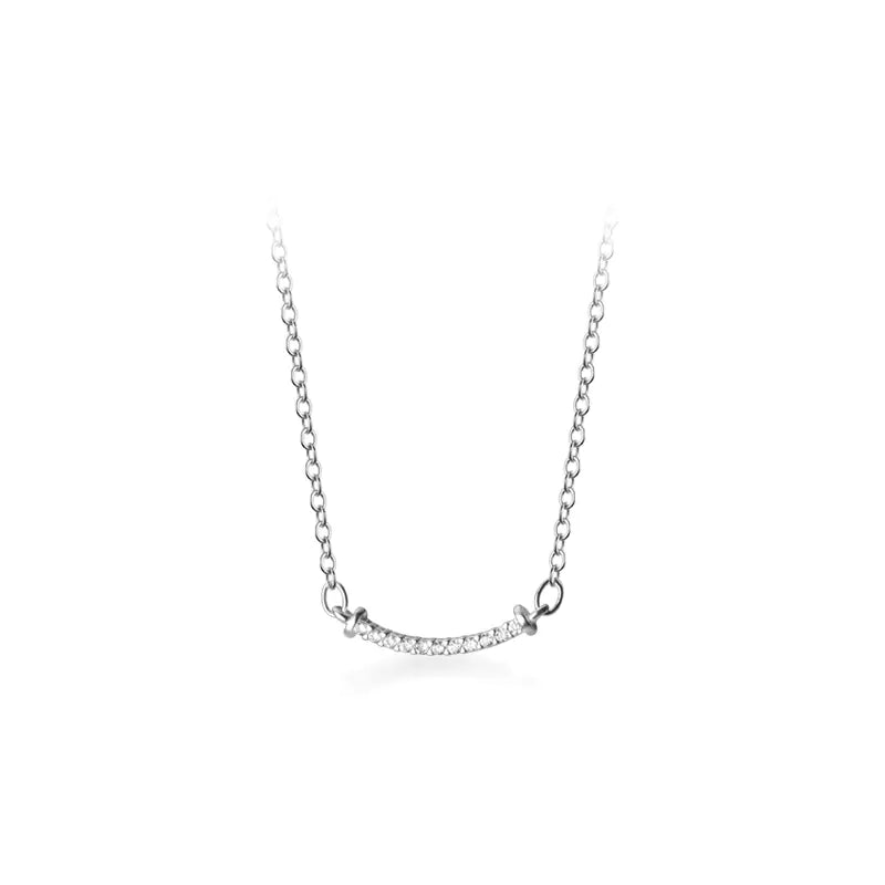 Korean Style Sweet Curve Necklace with Diamonds D5150