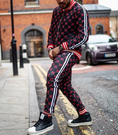 Men's Casual 3D Printed Fitness Hoodie and Tracksuit Set