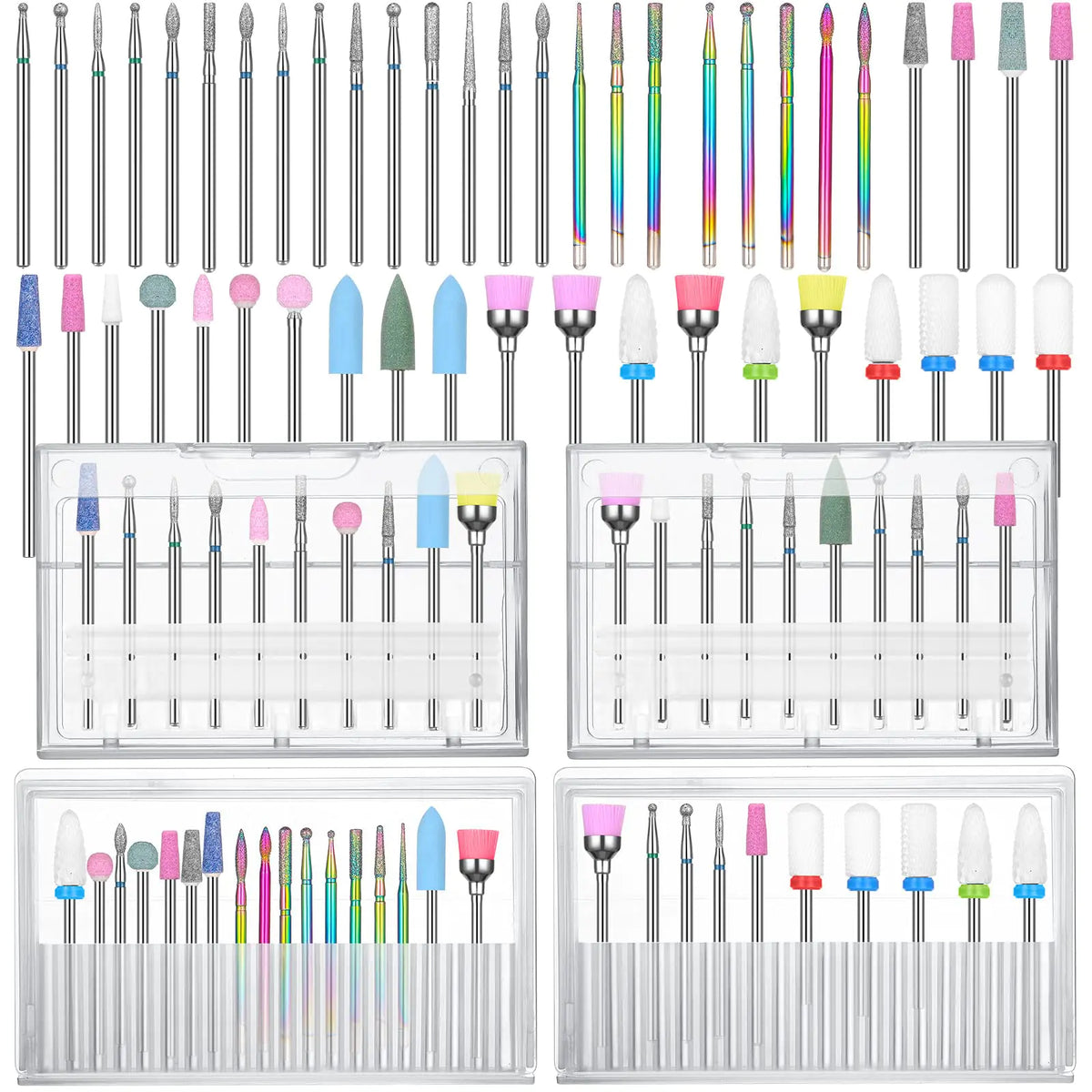47 Pcs Nail Drill Bits Sets 3/32 Inch Electric Diamond Ceramic Acrylic Gel Nail Bit Kit Nail Supplies Carbide Cuticle Bit for Nail Drill Remover Bits for Home Salon Gel Nails Manicure Pedicure Tools