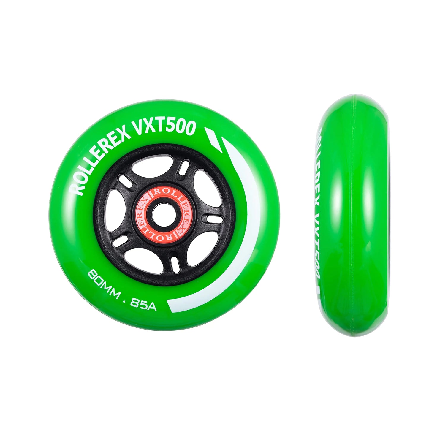 Rollerex VXT500 RipStik/Inline Skate Wheels (2-pack w/bearings spacers and washers) - Use on Roller Blades RipStik Caster Boards RipSticks Luggage Baggage or Wheelchairs (Turf Green 76mm)