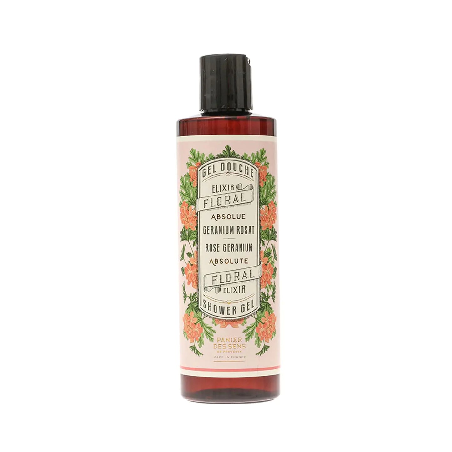 Panier des Sens - Rose Geranium Shower Gel - Foaming Body Wash Women & Men - Moisturizing Body Soap with Glycerin Olive Oil - 95% Natural Ingredients Body Care - Vegan Liquid Body Wash - 845 floz