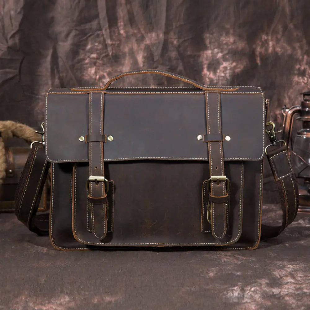 Vintage Genuine Leather Men's Briefcase Bag