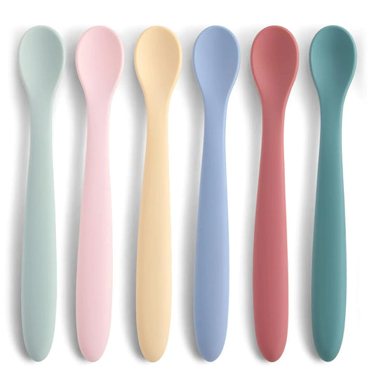 Baby Spoons6 PCS Silicone Baby Feeding SpoonsTraining SpoonSoft Tip Feeding Baby Utensils for First Stage Baby and InfantDishwasher and Boil Safe