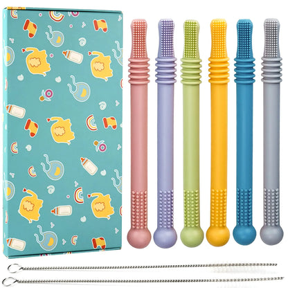 Teething Toys for Babies，Baby Teether Teething Straw Teething Sticks Baby Teething Relief for Baby Gifts
