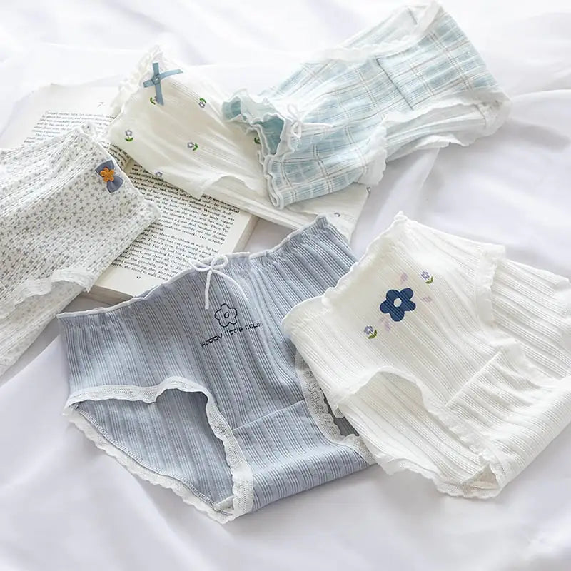 Floral Lace Hem Cotton Underwear