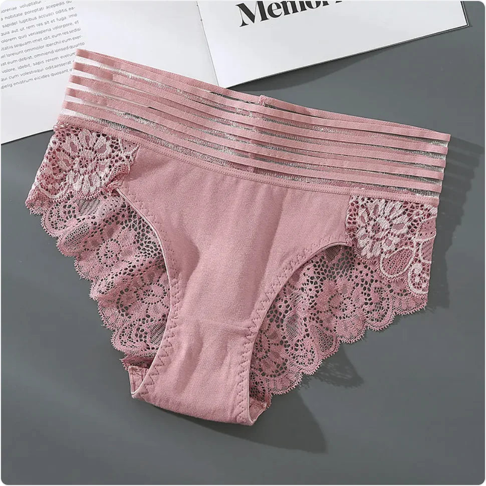 High-Waist Lace Cotton Underwear