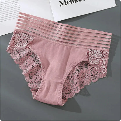 High-Waist Lace Cotton Underwear