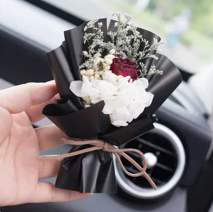 Car Vent Aromatherapy Perfume with Handmade Eternal Dried Rose Bouquet
