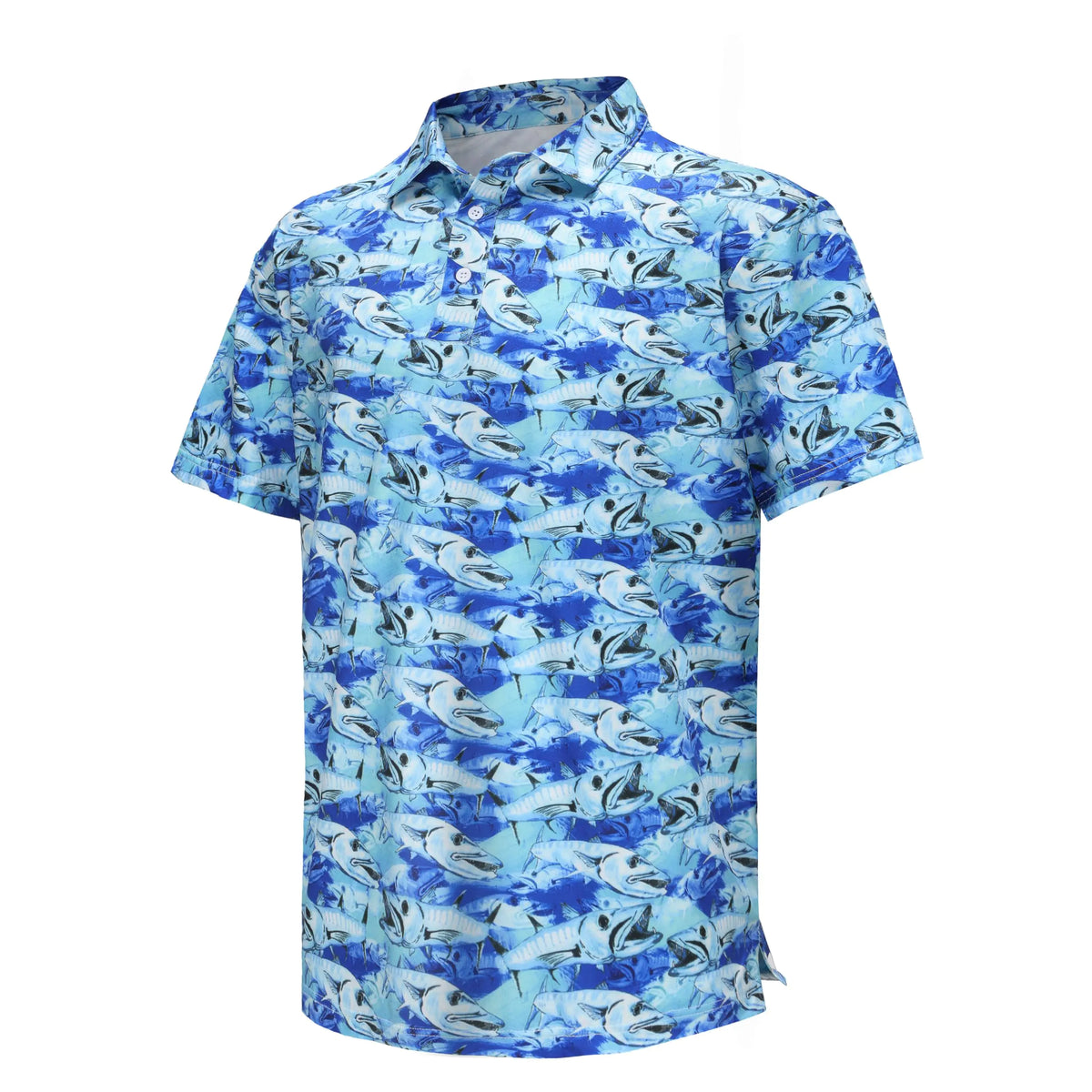 TIHEEN Polo Shirts for Men Dry Fit Short Sleeve Printed Moisture Wicking Collared Shirts(Color#022XL)