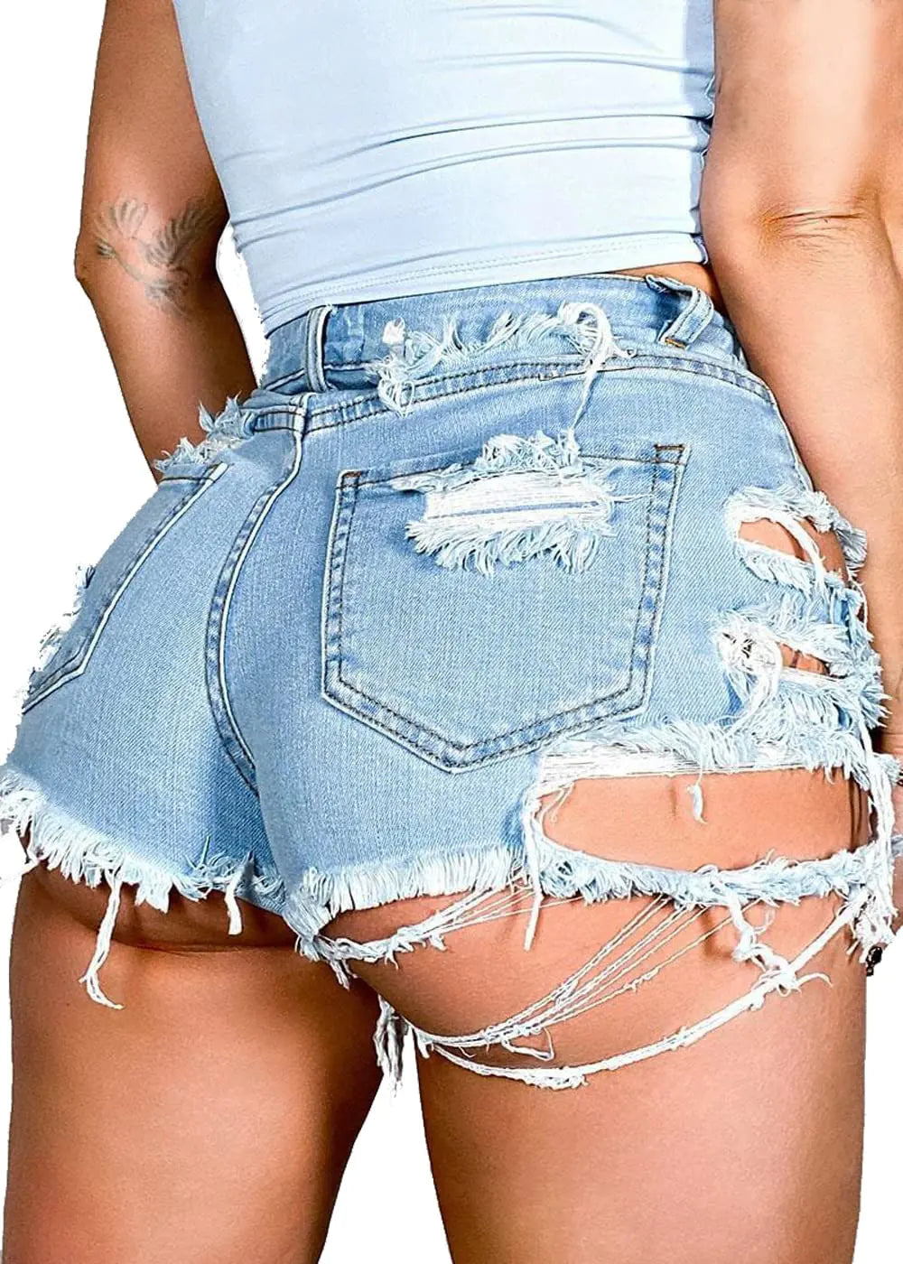 Women Summer mid Rise Waist Denim Shorts Short Shorts for Women hot Pants with Pockets Mini Jean Shorts(Light BlueS)