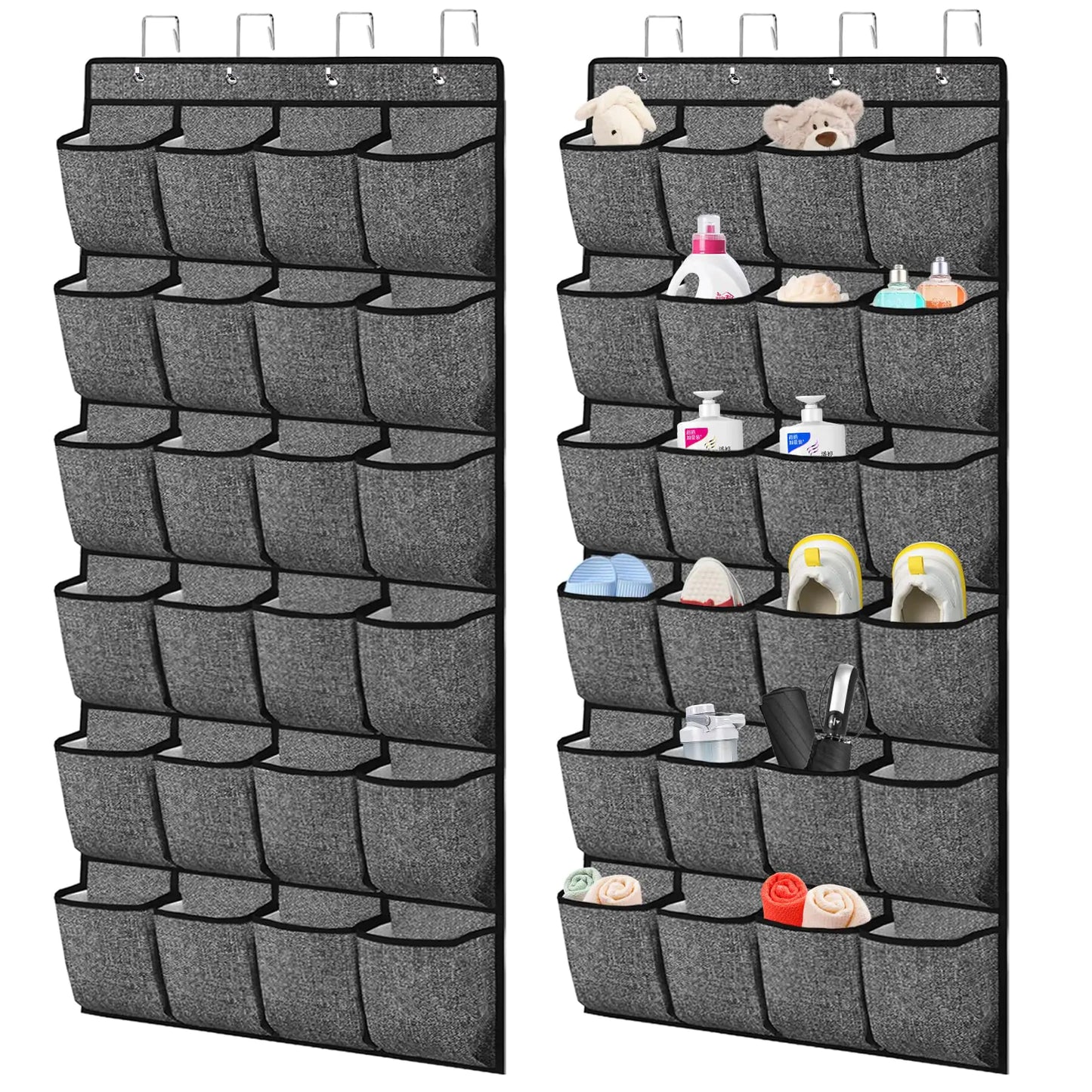 Over the Door Shoe OrganizerHanging Shoe Rack Organizer for Closet Door48 Pockets Shoe Storage Holder Zapateras Organizer for Kids ShoesFlip FlopsUnderwearSocksCruise EssentialsBlackSet of 2