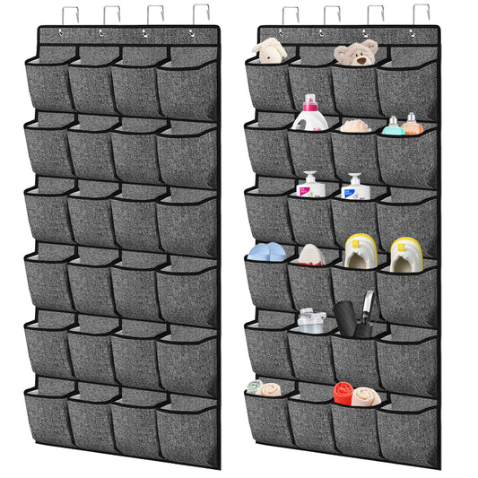 Over the Door Shoe OrganizerHanging Shoe Rack Organizer for Closet Door48 Pockets Shoe Storage Holder Zapateras Organizer for Kids ShoesFlip FlopsUnderwearSocksCruise EssentialsBlackSet of 2