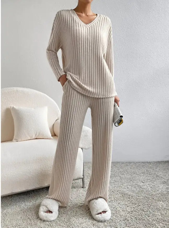 Women's Solid Striped Lounge Suit