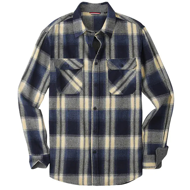 Vintage Plaid Shirt for Men - Long Sleeves Fashion