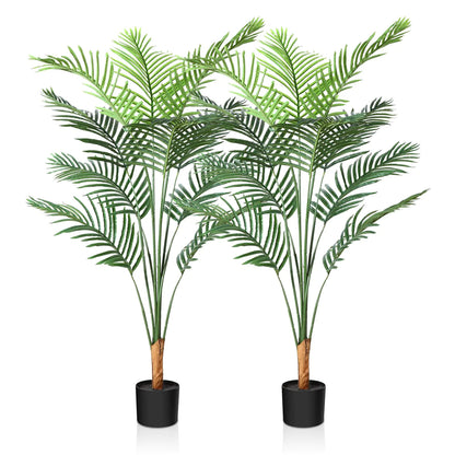 CROSOFMI Artificial Areca Palm Tree 4.5Ft Fake Tropical Palm PlantPerfect Faux Dypsis Lutescens Plants in Pot for Indoor Outdoor Home Office Garden Modern Decoration Housewarming Gift2Pack