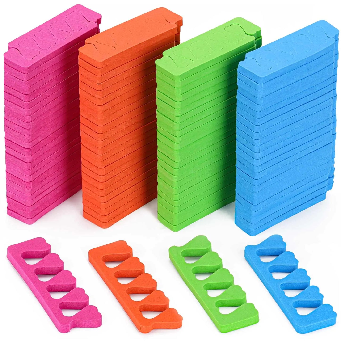 200pcs Sponge Toe Separators Pedicure Set for Nail Polish- Premium Nail Art Painting and Polishing Tool Kit 4 Funy Color