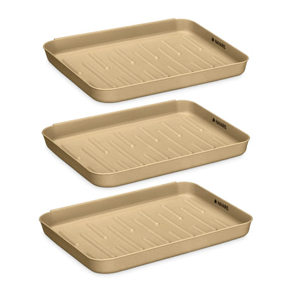Navaris Set of 3 Shoe Drip Trays - Multi-Purpose Boot Tray for Rain Boots Winter Boots Sneakers - Indoor and Outdoor Use in All Seasons - Bronze S