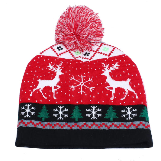 Knitted Deer and Snowflake Hats for Women