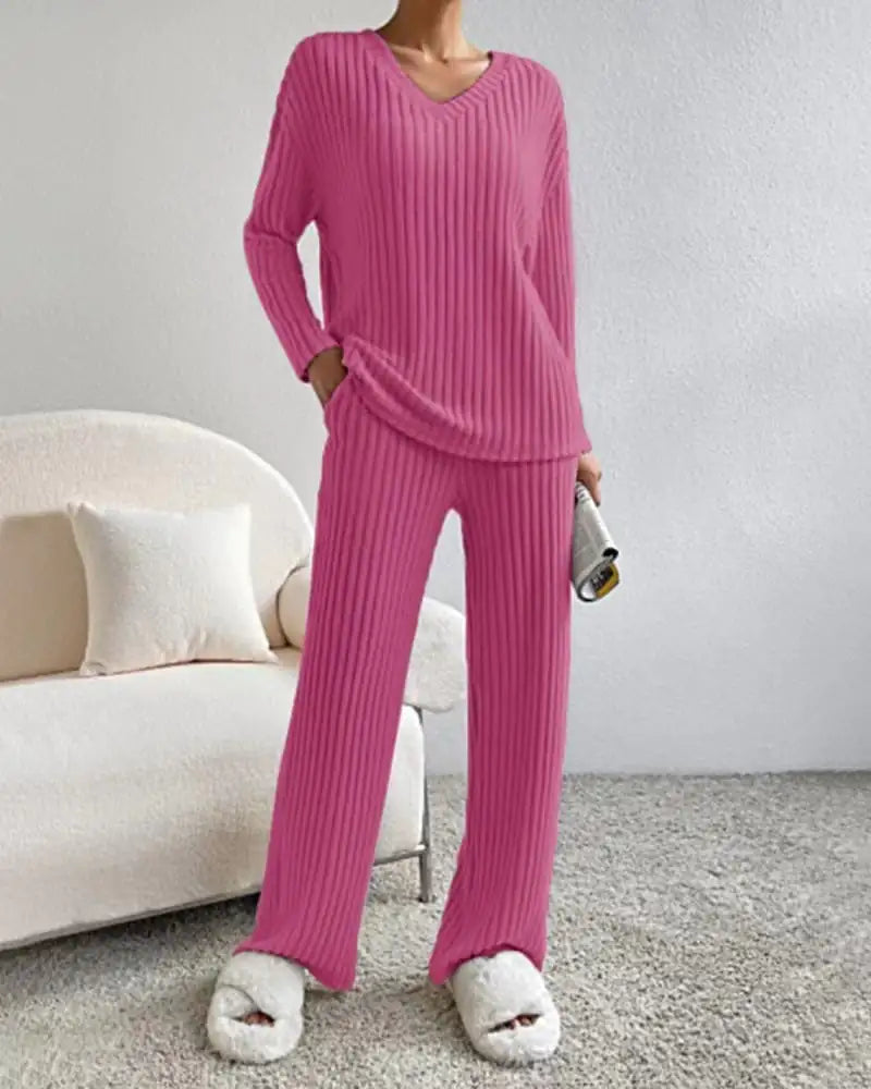 Women's Solid Striped Lounge Suit