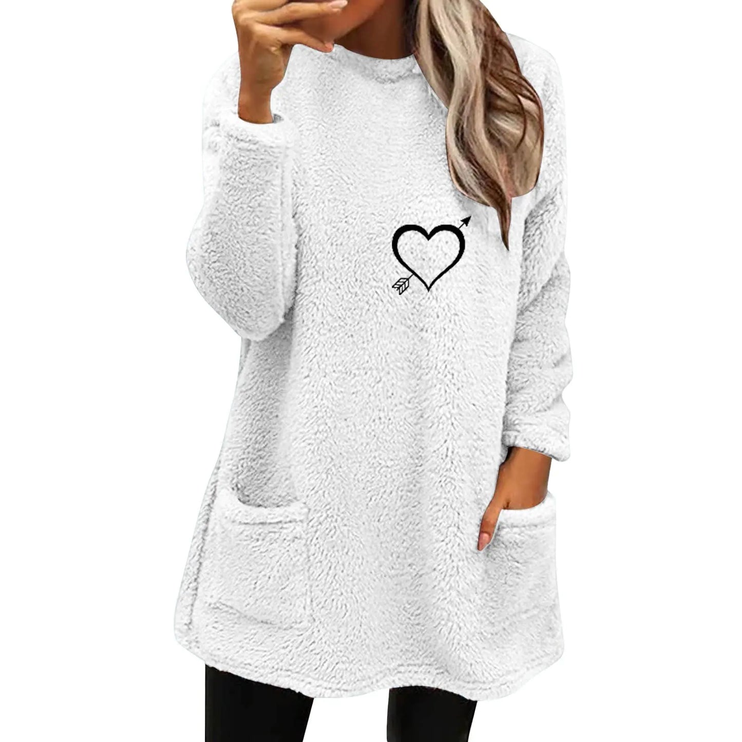 Women Sherpa Lined Fleece Sweatshirt Pullover Long Sleeve Crewneck Tunic Tees Winter Warm Casual Tops with Pockets sherpa jacket women fleece pullover women