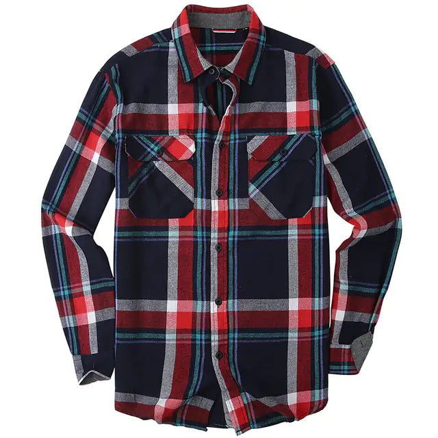 Vintage Plaid Shirt for Men - Long Sleeves Fashion
