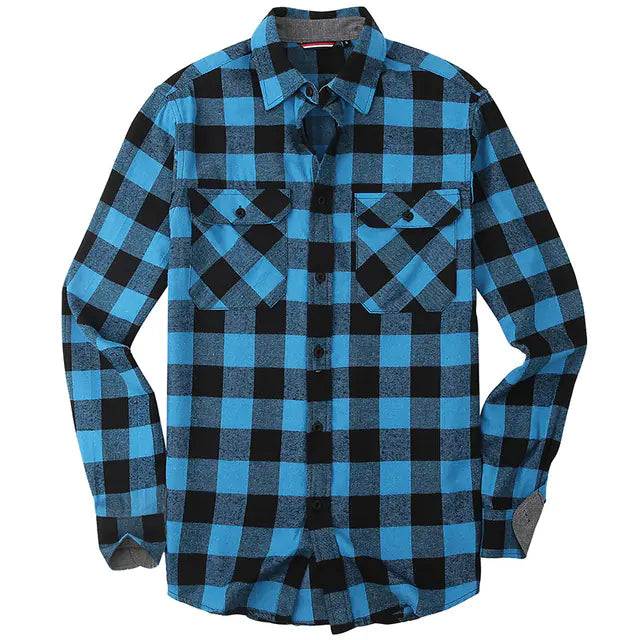 Vintage Plaid Shirt for Men - Long Sleeves Fashion