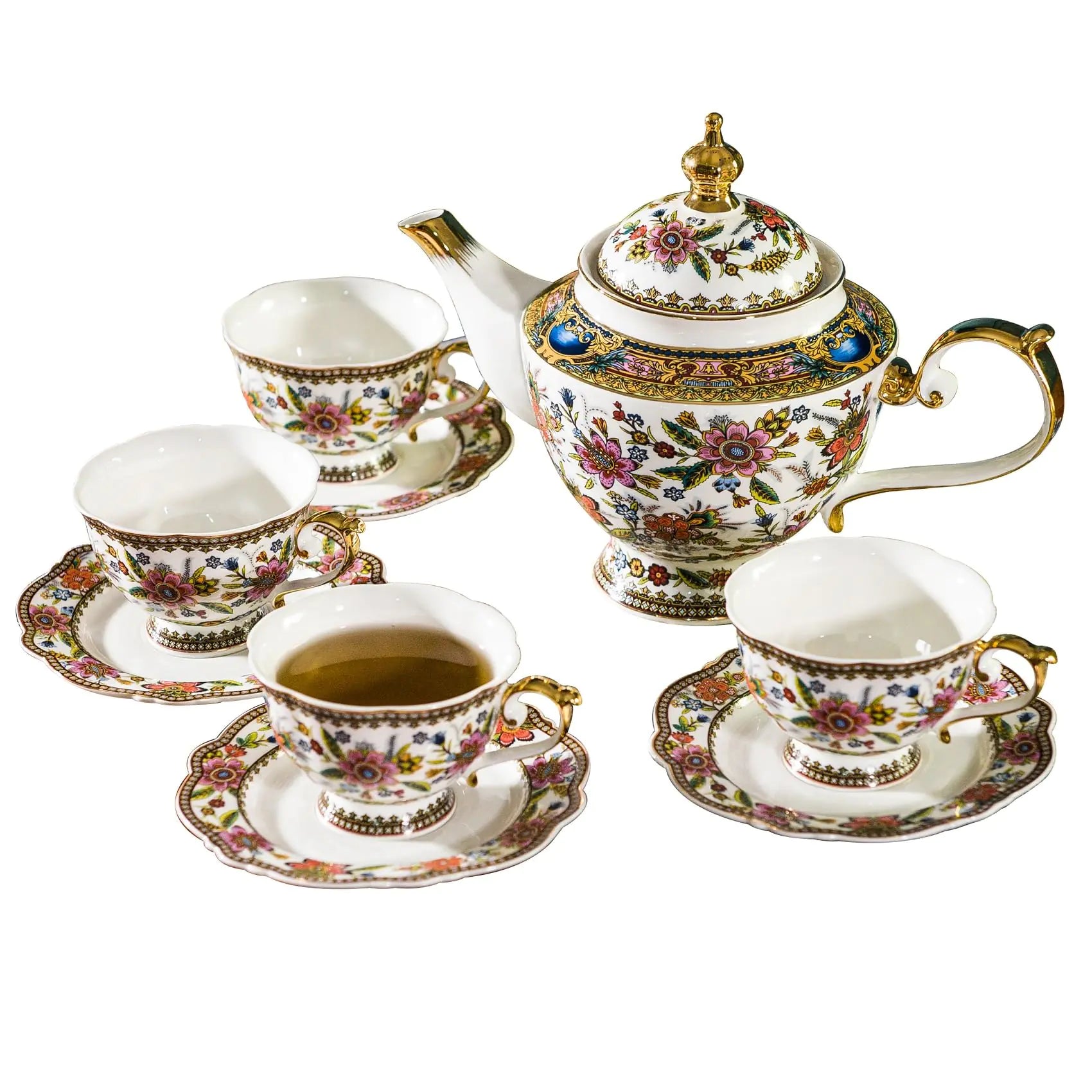 ACMLIFE Fine Bone China Tea Set for 4 English Vintage Tea Set for Adults Afternoon Tea Sets for Women Tea Party or Gift Giving