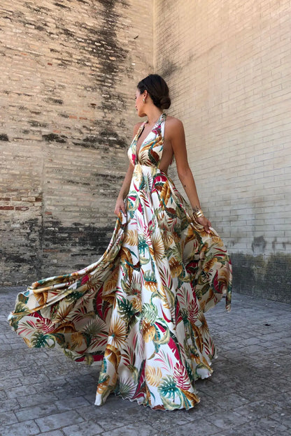 Backless Sleeveless Halter Dress - Trending Style