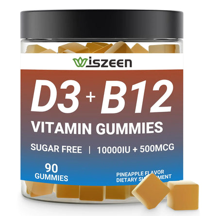 Wiszeen Vitamin D3 + Vitamin B12 Gummies Vitamin D B12 Supplement with Vitamin C K2 for Adults