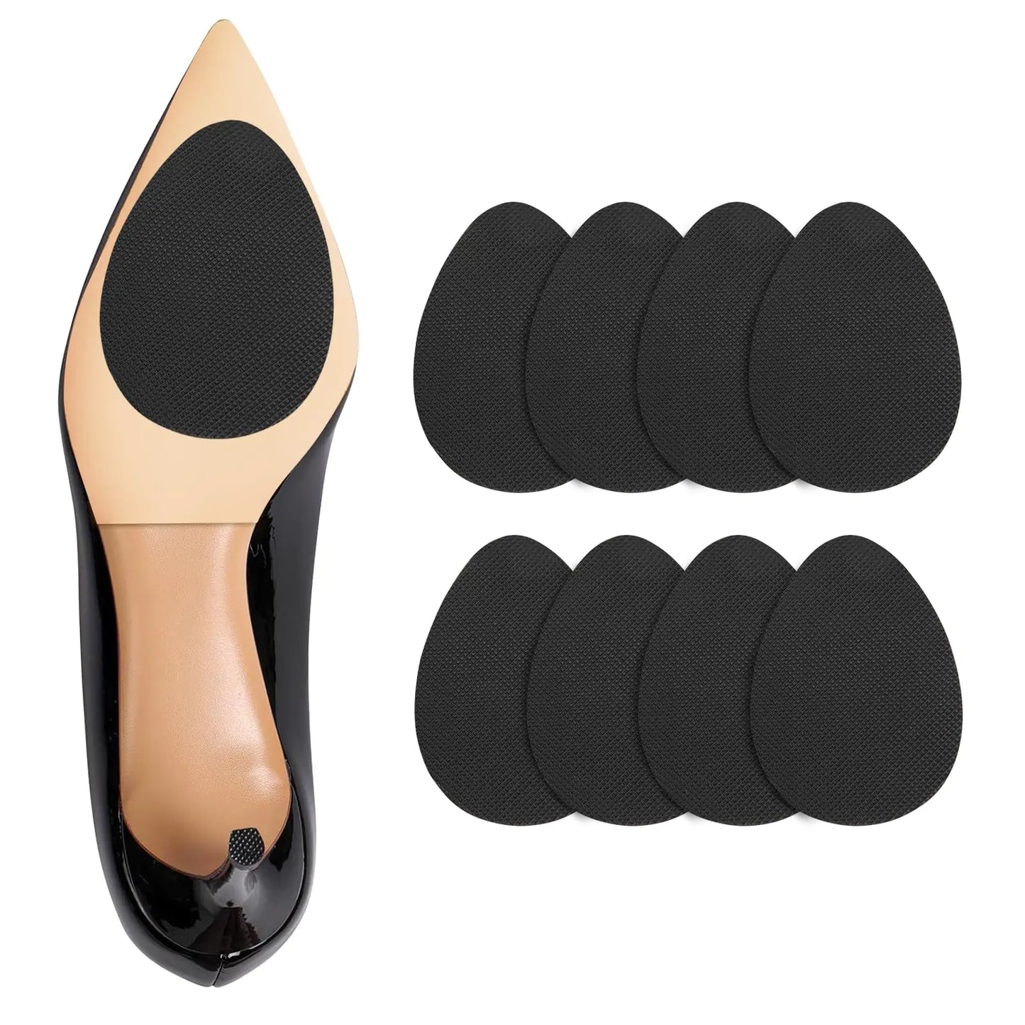 Non Slip Shoe PadsShoe Grips on Bottom of Shoes Silica Gel Anti Slip Shoe Grips Self Adhesive Shoe Sole Protector Shoe Stickers for Heels Shoes(Black 8pcs)