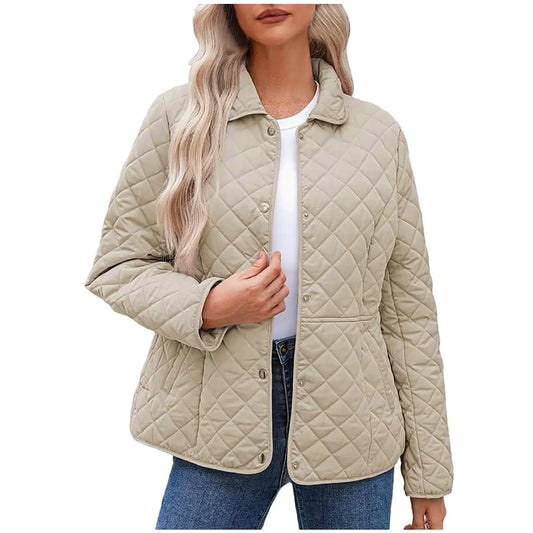 Ceboyel WomenS Quilted Barn Jackets 2024 Trendy Puffy Coats Quilted Bomber Jacket Lightweight Warm Winter Outerwear Clothing Military Jacket Women Beige S