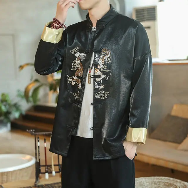 Embroidered Chinese Tang Shirt for Men - Kung Fu Jacket