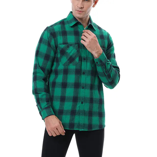 Vintage Plaid Shirt for Men - Long Sleeves Fashion