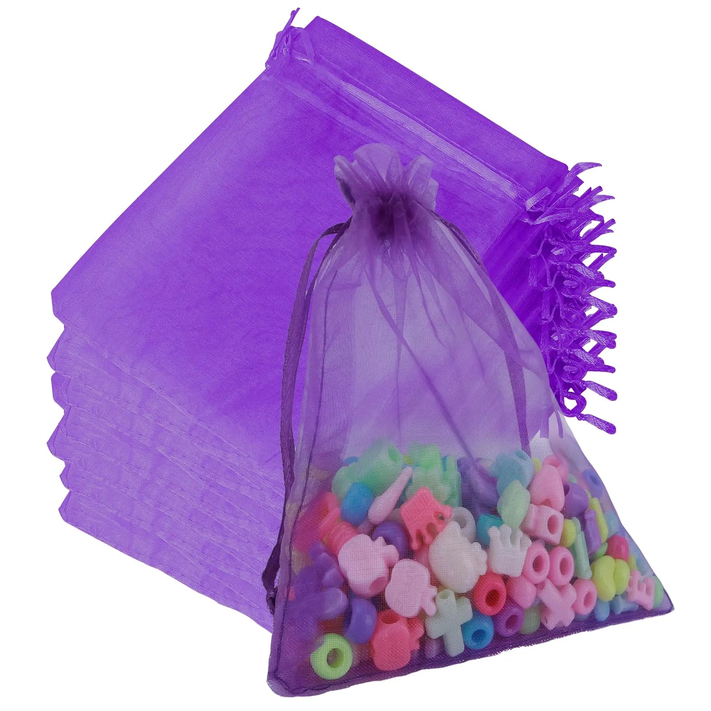 Organza Bags Organza Bags 5 x 7 Inch 100 Pcs Purple Sheer Party Favor Bags with Drawstring Mesh Bags Drawstring Jewelry Gift Bags Small Mesh Gift Bags Candy Bags for Wedding Christmas Birthday