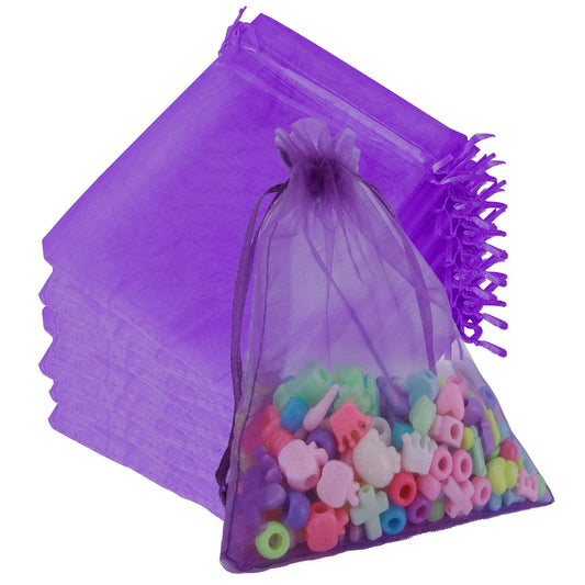 Organza Bags Organza Bags 5 x 7 Inch 100 Pcs Purple Sheer Party Favor Bags with Drawstring Mesh Bags Drawstring Jewelry Gift Bags Small Mesh Gift Bags Candy Bags for Wedding Christmas Birthday
