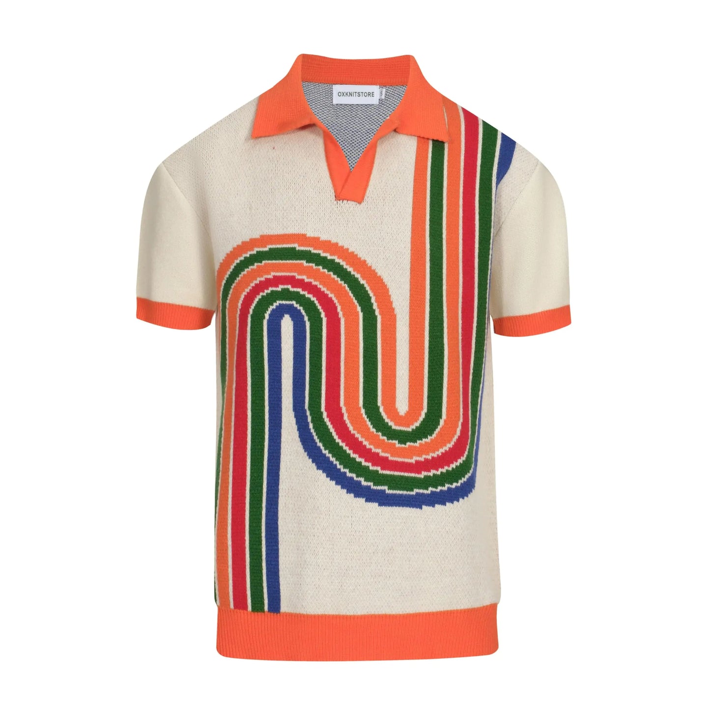 OXKNIT Mens Casual 1960s Mod Style Knit Short-Sleeve Retro Polo Shirts Men Cotton Knitwear Vintage Polo