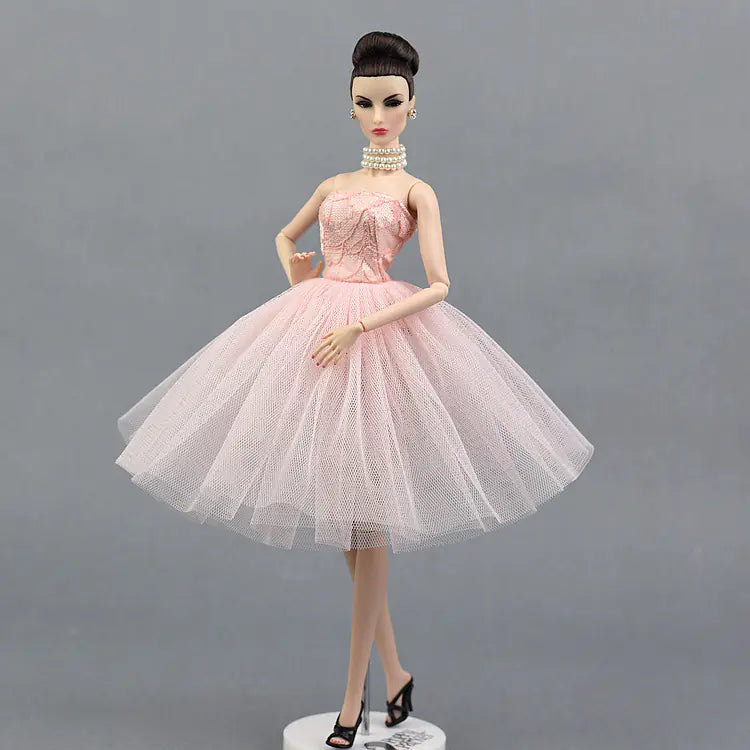 6 Point Doll Multi-Tiered Puffy Evening Dresses